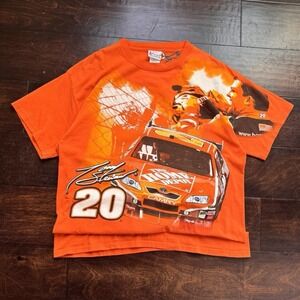 Vintage Home Depot Tony Stewart Shirt Mens XL Orange AOP NASCAR Halo